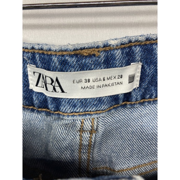 Zara Womens Mid Rise Straight Leg Front Seam Medium Wash Jeans Blue Size 6 US - Picture 2 of 12